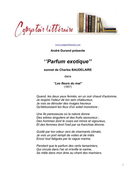 Parfum exotique, Baudelaire : le texte .